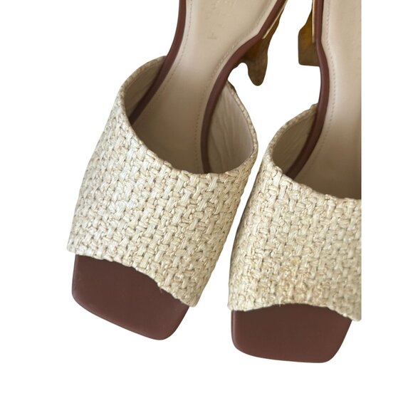CECELIA NEW YORK Straw Gold Block Heels Sandals Size 10 - Picture 3 of 13
